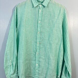 FRANK & EILEEN Green Striped Button-Up Shirt SISE M